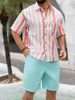 Men's Clothing Leisure Vacation Style Fashion Trend All Match Printed Shirt Suit_viptrois.com