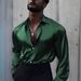 Men's Clothing Spring And Autumn New European And American Men's Solid Color Long Sleeve Shirt Home Leisure Silky Fashion Shirt Cross Border Men_viptrois.com