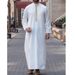 Muslim Long Sleeved Embroidered Stand Collar Arabic Style Loose Men's Casual Robe ()_viptrois.com