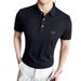Men's High Elasticity Waffle Knit Ice Silk Polo Shirt Short Sleeved Seamless Embroidered Business Top for Men_viptrois.com