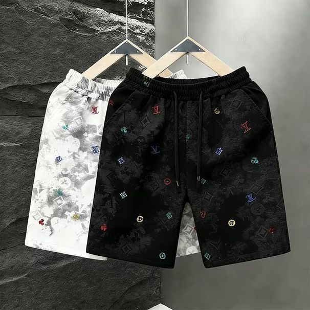 Men's Summer Quick Dry Shorts Fashionable Trendy Loose Fit Five Point Beach Shorts With Letter Print_viptrois.com