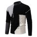 Pure In Stock Foreign Trade 2024 New Half-High Fashion Round Neck Sweater European Size Color Block Knitted Men Base Shirt_viptrois.com