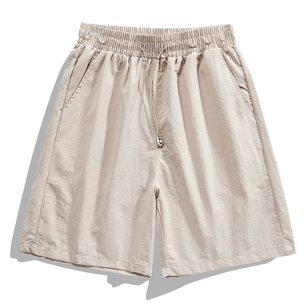 Summer Ice Silk Shorts For Men, Thin Breathable Trendy American Style Quick-Dry Casual Sports Loose Five-Point Pants_viptrois.com