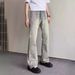 American Street Wash Versatile Micro Flared Jeans, Distressed Zipper Casual Pants, Vibe Trendy Pants_viptrois.com