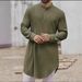 Men's Clothing Button Cotton And Linen Shirt Muslim Robe_viptrois.com