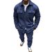 Men's Autumn Winter Suit Heavyweight Suede Solid Color Single Breasted Workwear Cardigan Two Piece Set_viptrois.com
