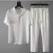 Men's Clothing 24 Summer Ultra-thin Half Sleeve Ice Silk Linen Suit Men's Cotton And Linen Two-piece Suit_viptrois.com