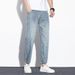 Men's Pure Cotton Cropped Jeans Summer Thin Straight Slim Fit New Loose Elastic Pants_viptrois.com