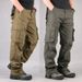 Men's Clothing Cargo Pants With 6 Pockets, Cotton Workwear Trousers, Relaxed Fit, Straight Leg, Military Green, Navy, Black - Casual & Outdoor Use_viptrois.com