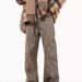 Men's Clothing Retro Maillard Brown Multi Pocket Workwear Jeans High Street Straight Flared Cleanfit Pants_viptrois.com