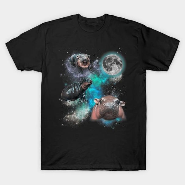 Moo Deng Three Moo Deng Moon Funny Hippo - Moo Deng Three Moo Deng Moon Funny - T-Shirt Mens Womens Tees Top Classic T-Shirt Mens Womens Tees Top_viptrois.com