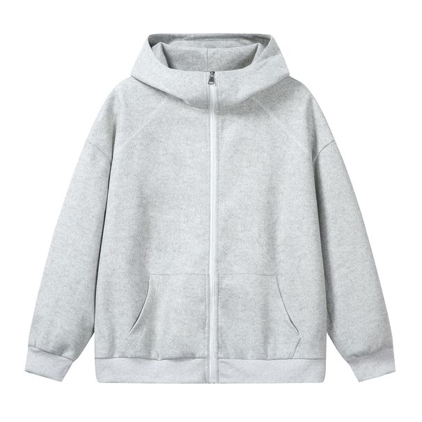 Nordmann Heavyweight Textured Woolen Hooded Sweatshirt For Men, Autumn American Retro Color-Block Zipper Couple Cardigan Jacket_viptrois.com