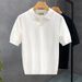 Men's Clothing Light Luxury Lapel Short Sleeved Sweater Summer Thin Half Sleeved Knitted Sweater New Men's Ice Silk Top_viptrois.com