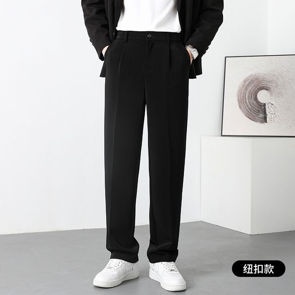 Summer Draped Casual Men's Straight Loose Fit Export Ready Wide-Leg Suit Trousers Semi-Elastic Cross-Border_viptrois.com