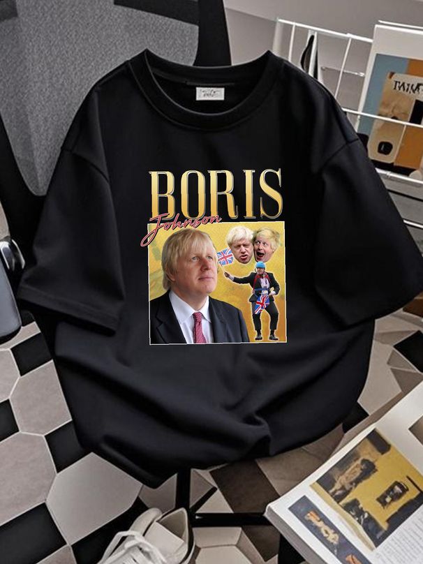 Boris Johnson T Shirt Vintage Homage Top UK Prime Minister Retro 90's Homme Streetwear Versatile Comfortable Top For Everyday Wear_viptrois.com
