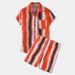 Men's Clothing Hawaiian Series Beach Style Suit Collar Printed Short-Sleeved Beach Pants Suit_viptrois.com