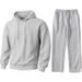 Men's Hooded Sweatshirt & Jogger Set - Embroidered Logo Pullover With Matching Pants, Polyester Fleece For Casual & Streetwear_viptrois.com