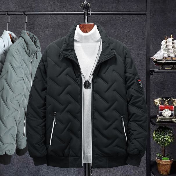 2026 Fashion WinterCoat Men's 100% Polyester Stand Collar Splicing Long Sleeve Casual Loose Zipper Cotton-Padded Jacket L-5XL_viptrois.com