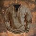 2026 Fashion Outerwear Youth/Men Polyester Stand Collar Half Zipper Long Sleeve Vintage Casual Sweatshirts_viptrois.com