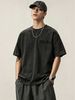 230g Washed Men Casual Tee "MA AU" Minimal Print Short Sleeve Loose Daily Streetwear T-Shirt_viptrois.com