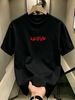 100% Cotton Men Casual T-shirt Red Abstract Block Text Print Crew Neck Short Sleeve Daily Streetwear Top_viptrois.com