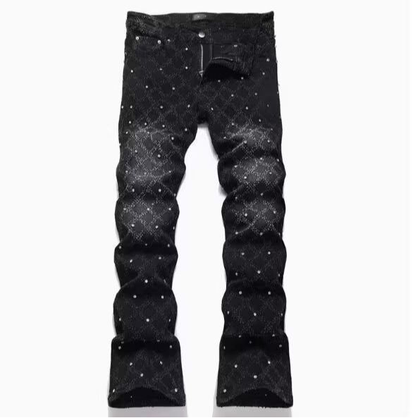 Summer New American-style Trendy Brand Retro Starry Slim-fit Jeans For Men, High Street Fashion, Light And_viptrois.com