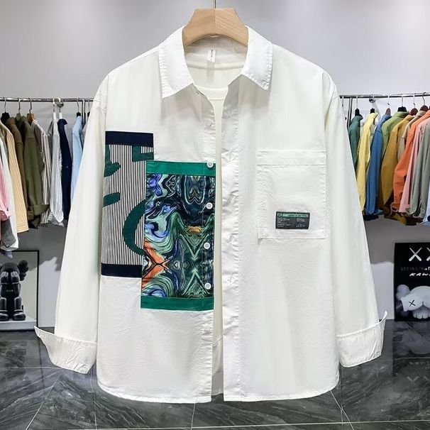2025 Spring And Autumn New Long Sleeve Shirt Casual Printed Top Cardigan Coat Machine Washable Non Ironing Material_viptrois.com
