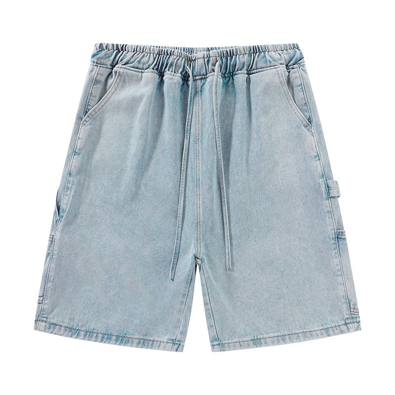 men's summer thin five-point pants men's loose large size cool mid-pants trendy elastic waist breeches_viptrois.com