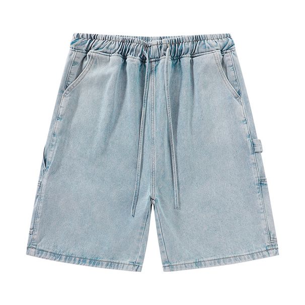 men's summer thin five-point pants men's loose large size cool mid-pants trendy elastic waist breeches_viptrois.com