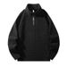 Men’s Retro Half-Zip Sweatshirt – Vintage-Inspired Jacquard Crewneck With Stand Collar (Black/Beige/Grey/Dark Green)_viptrois.com