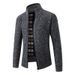 Men's Fleece-Lined Knit Cardigan With Stand Collar - Warm Winter Pullover For Business Casual & Autumn Outfits (Multiple Colors & Sizes)_viptrois.com