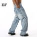 Men's Clothing 2025 New Arrivals Blue American Multi Layered Scimitar Style Loose Denim Pants Men's Trend_viptrois.com