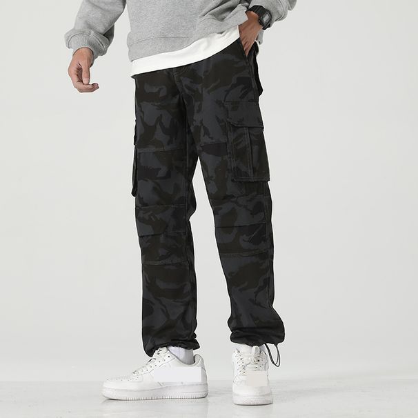 Men's Clothing Mid Thick Multi Pocket Overalls For Men Plus Velvet Casual Pants Loose Straight Large Size Pants Trendy Brand_viptrois.com