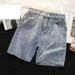 Men's Summer Lightweight Denim Shorts Trendy Loose Fit Casual Fashionable Brand Pants 5 Point Riding Breeches_viptrois.com