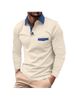 Pulse 2025 Spring Autumn New European And American Cross-Border With Pocket Men's Turn-Down Collar Long Sleeve Polo_viptrois.com