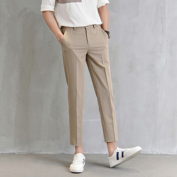 Men's Clothing Men's Small Suit Pants Nine Points Thick Straight Slim Feet Casual Suit Pants_viptrois.com