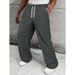 European And American New Men's Solid Color Wide-leg Pants Casual Drawstring Loose Version Sports Straight Pants Trousers_viptrois.com