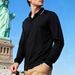 Men's Quick-Dry Polo Shirt With Jacquard Design – Breathable Long Sleeve Golf & Casual Wear Lightweight & Quick-Drying_viptrois.com