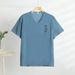 Men's V-neck Button Short Sleeved Base Shirt, Cotton Silk Embroidered Oversized Loose T-shirt, Summer Casual Slit Men's_viptrois.com