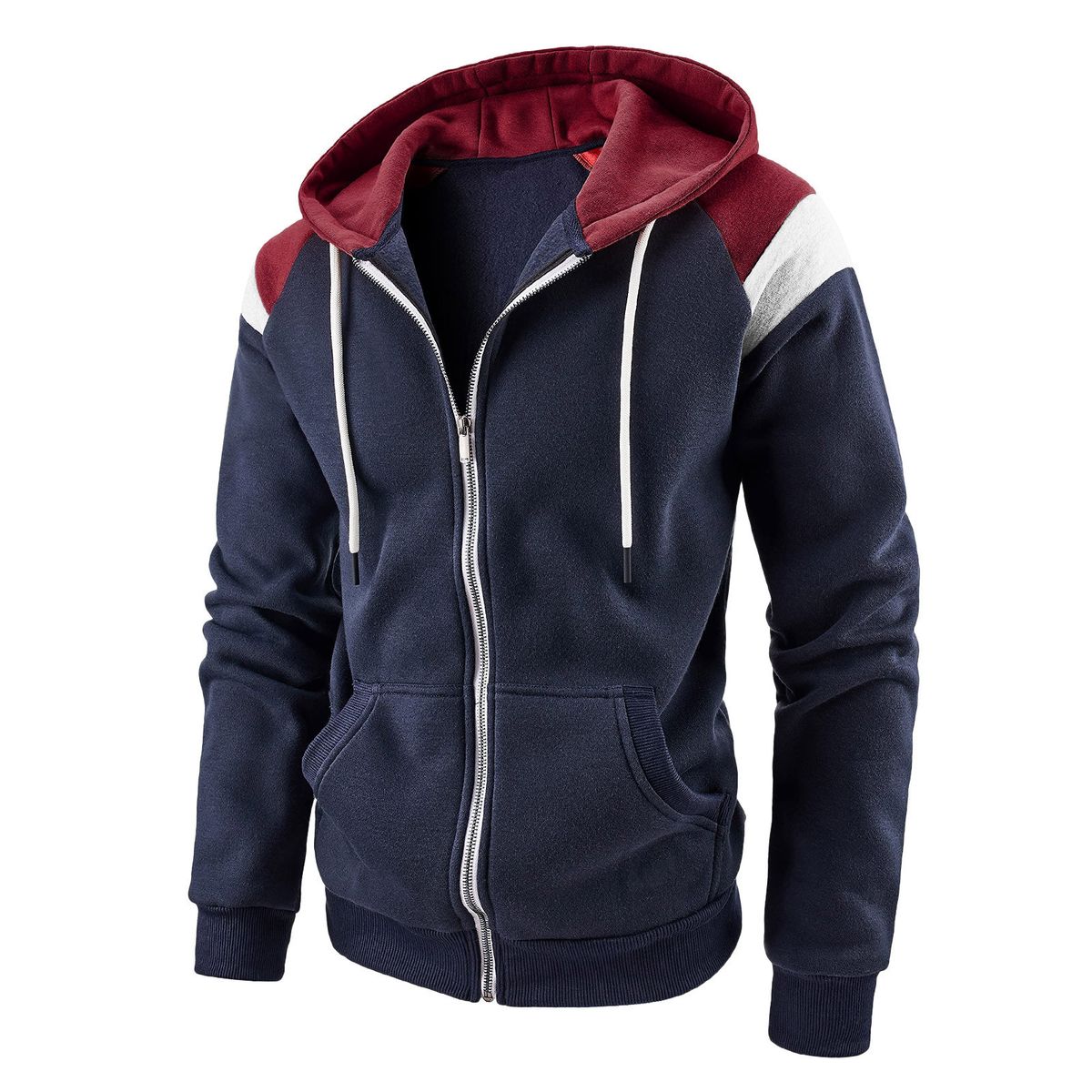 Men's Clothing New Men's Color Matching Fashion Sweatshirt Men's Casual Sports Hooded Top_viptrois.com