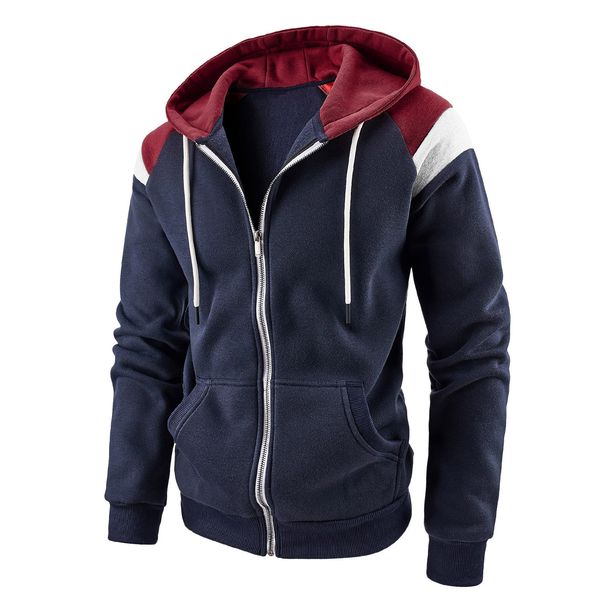 Men's Clothing New Men's Color Matching Fashion Sweatshirt Men's Casual Sports Hooded Top_viptrois.com