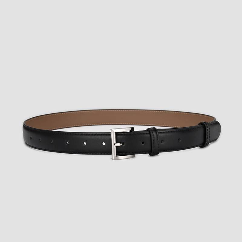 Designer leather belt women's jeans with all-in-one trim slim belt simple fashion with coat black waistband_viptrois.com
