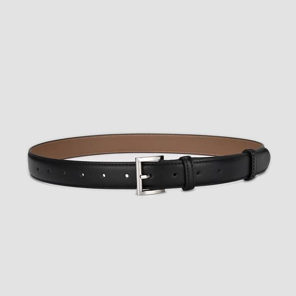 Designer leather belt women's jeans with all-in-one trim slim belt simple fashion with coat black waistband_viptrois.com
