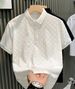 Versatile Jacquard Polo Shirt for Men Short Sleeve T-Shirt Ultra Thin Summer Fashionable Handsome Solid Color Trendy Casual Top_viptrois.com