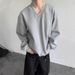 Men's Clothing Retro Japanese Academic Style V-Neck Embroidered Wheat Sweatshirt - Unisex Loose Fit Pullover For Casual Wear (Grey/Black,)_viptrois.com