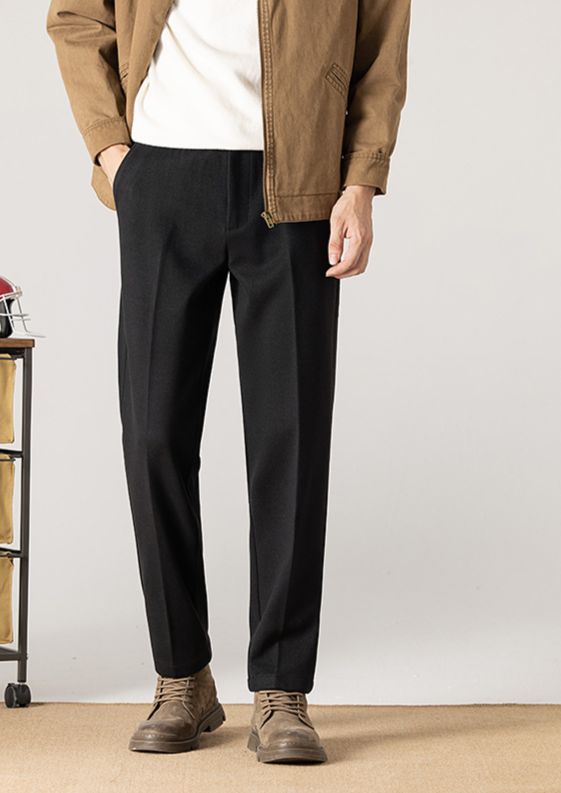 Men's Clothing Winter retro warm woolen trousers men straight slim casual men's trousers autumn and winter style urban suit trousers men_viptrois.com