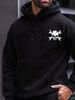 Men's Autumn And Winter Casual And Fashionable Loose Hooded Sweatshirt, Nobody Cares Skull Print Warm Long Sleeved Pullover_viptrois.com