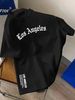 100% Pure Cotton Men's Summer Fashion Short Sleeved Los Angeles Letter Printed Casual Slim Fit Versatile Top_viptrois.com