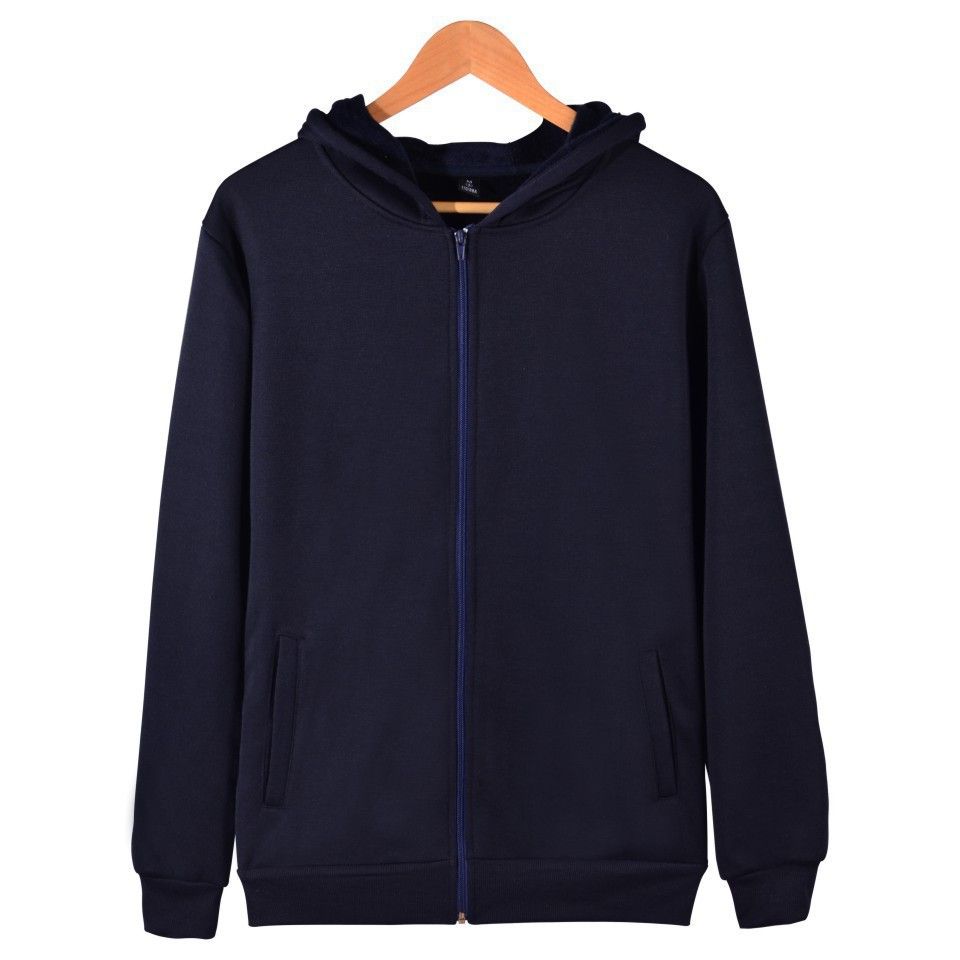 2026 Men's Solid Color Blank Zipper Sweater, Male And Female Couples Fleece Cardigan Hooded Jacket_viptrois.com