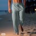 Men's Clothing Cotton And Linen Trousers Summer Trousers Beach Pants Drawstring Elastic Waist Straight Simple Comfortable Breathable Casual Daily_viptrois.com